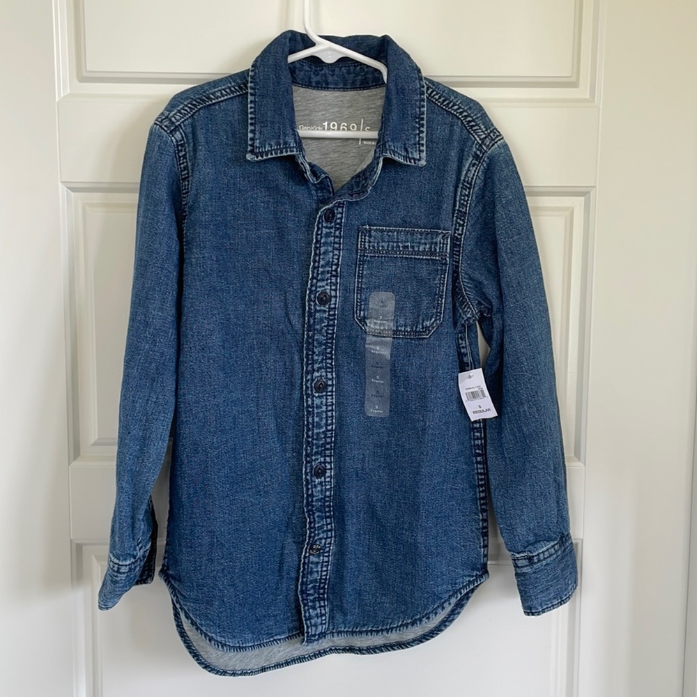 Gap Kids Jean Lined Shirt Sweatshirt Small S NWT